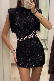 Adorable Sexy Vibes Sequin Wide Sleeve Mini Dress