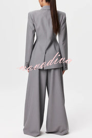 Power Girl Button Up Long Sleeve Removable Belt Lapel Blazer