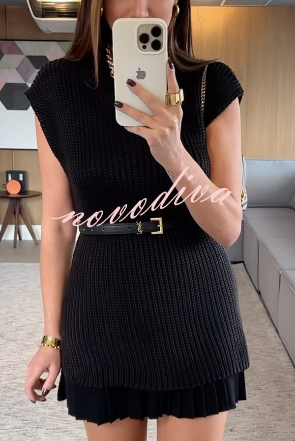 Solid Color Loose Sleeveless Casual Knitted Vest