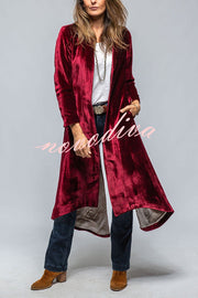 Vintage Velvet Long Loose Pocket Slit Coat