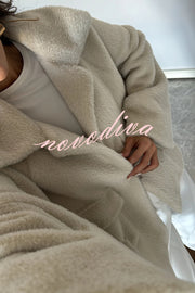 Fashion Lapel Long Sleeve Loose Furry Coat