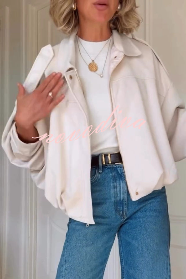 Fashion Lapel Long-sleeved Casual Bomber Jacket