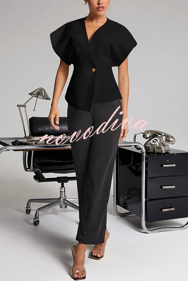 Fashion Button V-neck Asymmetrical Suit Vest