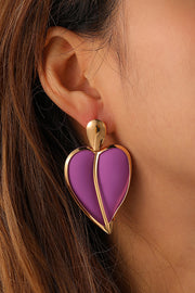 Casual Resort-style Lacquered Color-blocked Heart-shaped Earrings