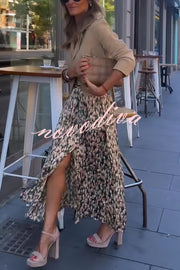 Unique Print High-Waisted Casual Slit Maxi Skirt