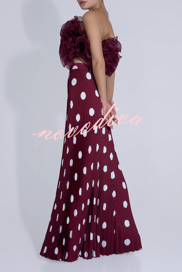 Eye-catching Organza Multi-layer Petal Ruffles Details Strapless Tank