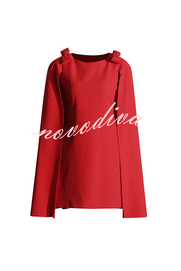 Dear Me Bow Detail Cape Pocket H-line Mini Dress
