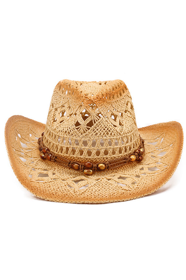 Vintage Western Cowboy Hollow Woven Straw Hat