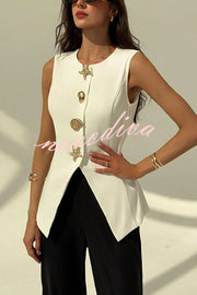 British Elegant Conch and Starfish Decorated Sleeveless Versatile Vest
