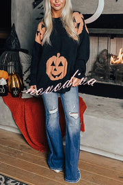 Hey Pumpkin Knit Loose Pullover Halloween Sweater