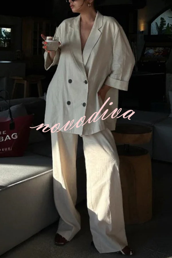 Fashionable Wrinkled Lapel Long-sleeved Loose Blazer