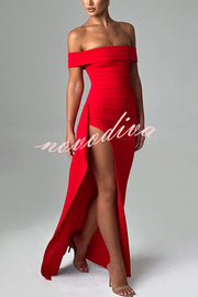 Sexy Lady Off Shoulder High Slit Maxi Dress