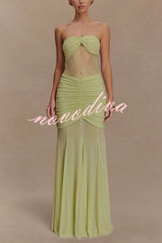 Fashion Lace Splicing Sexy Sleeveless Off-shoulder Slim Maxi Dress
