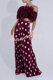 Eye-catching Organza Multi-layer Petal Ruffles Details Strapless Tank