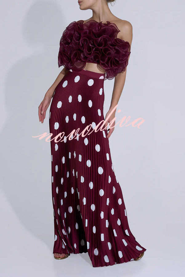 Eye-catching Organza Multi-layer Petal Ruffles Details Strapless Tank