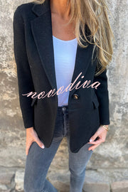 Daytime Perfection Faux Wool Lapel Button Relaxed Blazer