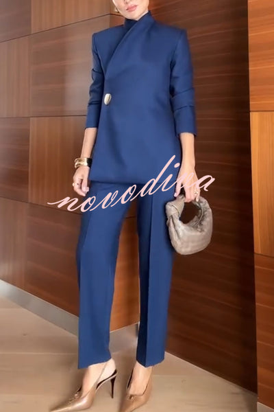 Exquisite and Fashionable High Waist Pocketed Straight Leg Pencil Pants