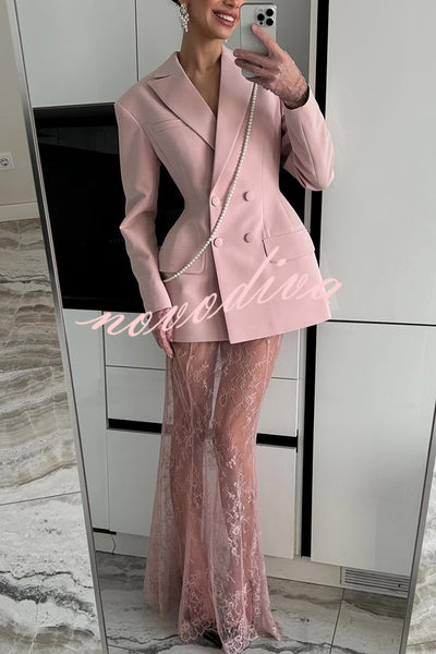 Elegant Lace See-through Fishtail Maxi Skirt