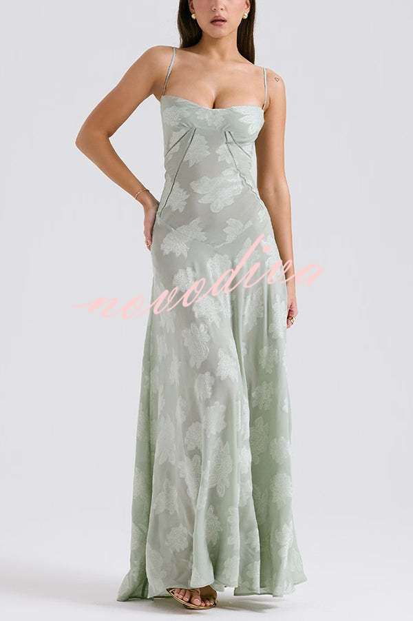 Fashion Sexy Suspenders See-through Holiday Slim Maxi Dress