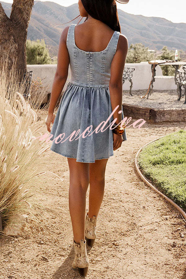 Fashion Slim-fit Stretch-strap Denim Mini Dress
