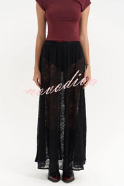 Sweet Festival Unique Lace Elastic Waist A-line Maxi Dress