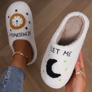 Moon Clock Lamb Wool Home Warm Cotton Slippers