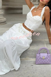 Fashionable Suspender Slim-fit Top and Elastic Waist Stitching Elegant Maxi Skirt Set