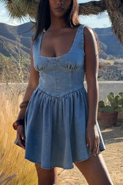 Fashion Slim-fit Stretch-strap Denim Mini Dress