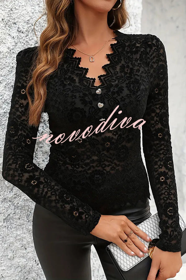 Solid Color Lace Sexy V-neck Bottoming Slim Fit Top