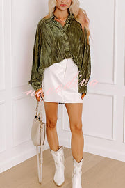 Solid Color Velvet Light-sensitive Drape Loose Shirt