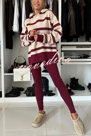 Fashion Loose Casual Hooded Long Sleeve Sweatshirt and Elastic Waist Leggings Set