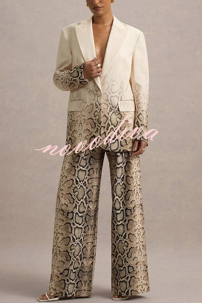 Hurley Ombre Snake Print Elastic Waist Pocketed Wide Leg Pants