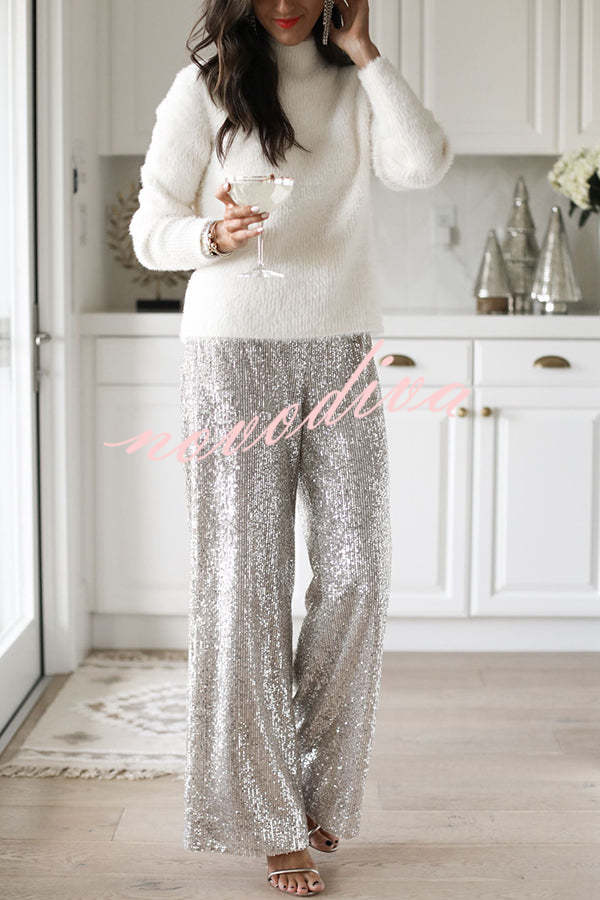 Special Treat Sequin High Rise Wide Leg Party Pants