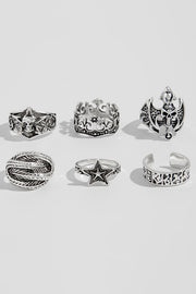 Dark Punk Retro Ring Set