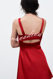 Fashionable Sexy Hottie Suspender Back Hollow Slim Mini Dress