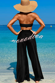 Solid Color Loose Metal Buckle Beach Pants