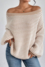 Fashion Striped Loose Long Sleeve Round Neck Knitted Sweater