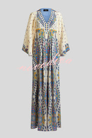 Unique Printed V-Neck Loose Elegant Maxi Dress