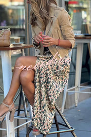 Unique Print High-Waisted Casual Slit Maxi Skirt