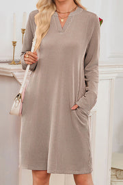Solid Color Loose Long-sleeved Casual Knitted Mini Dress