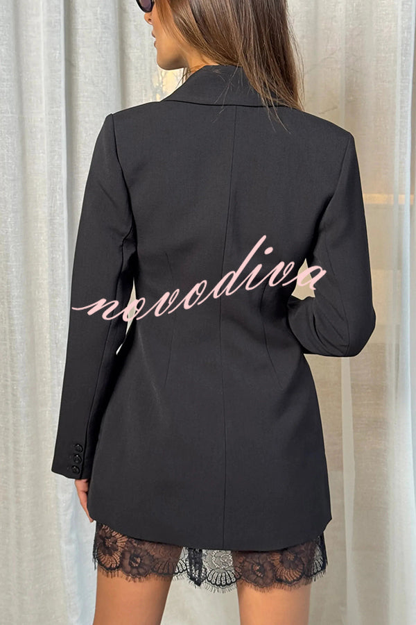 Pure and Beautiful Double-breasted Long Sleeve Lapel Blazer Mini Dress
