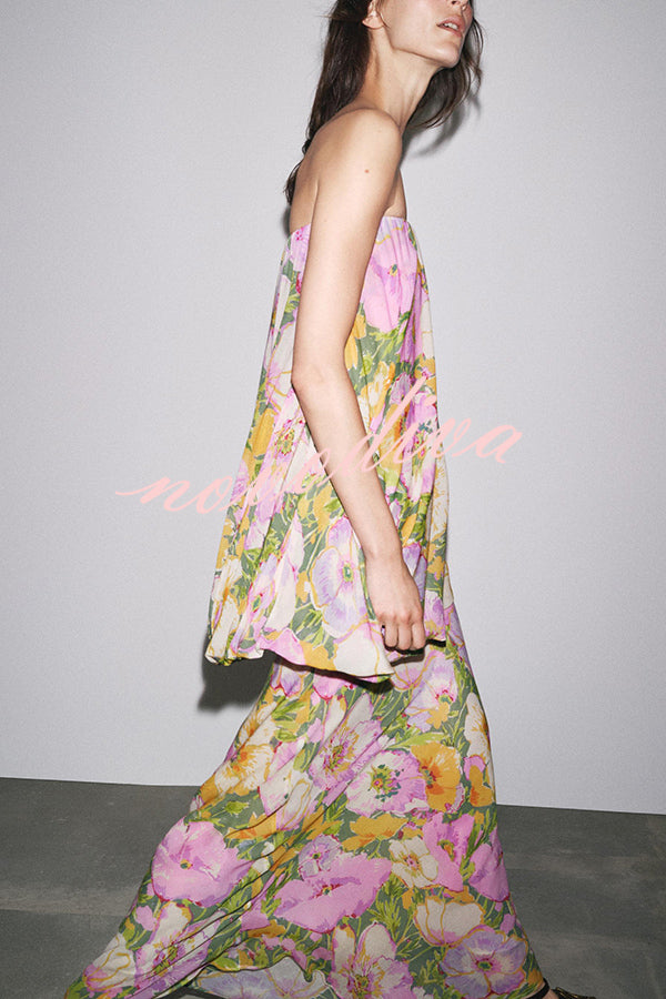 Floral Print Off-the-shoulder Irregular Loose Maxi Dress