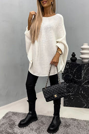 Remember Me Knit Crew Neck Poncho Loose Sweater