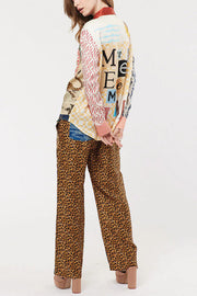 Tropical Jungle Tiger Unique Print Long Sleeve Loose Shirt and Elastic Waist Pants Set