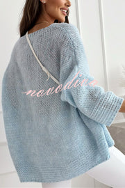 Solid Color Loose V-neck Casual Knitted Sweater