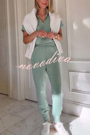 Sheridan Half-Zip Neck Short Sleeve Sweatshirt and Elastic Waist Pocket Jogger Set