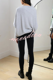 Solid Color Round Neck Long Sleeve Loose Knitted Sweater