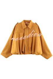 Fashion Lapel Long-sleeved Casual Bomber Jacket