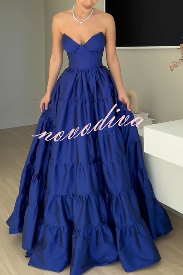 Only Princess Off Shoulder Layered Hem Prom Maxi Dress