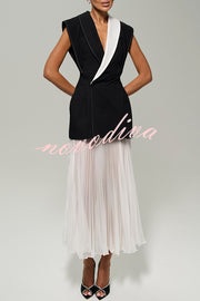 Modern Day Chiffon Pleated High Rise A-line Midi Skirt